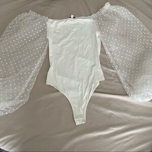 Jealous Tomato Puff Sleeve Polka Dot Bodysuit